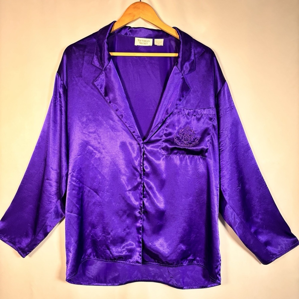 Vintage Victorias Secret Gold Label Satin Night Shirt Pajama Top Y2K 90s Lounge